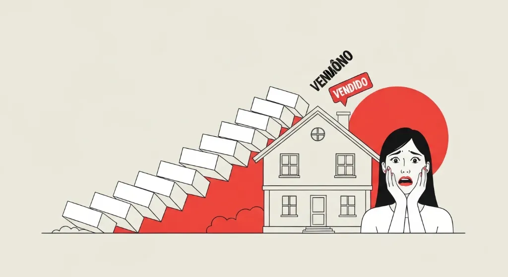Ilustração de patrimônio imobiliário em declínio devido a erros de venda