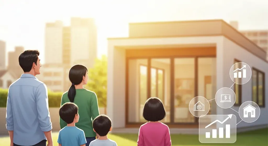Família celebrando a aquisição da casa própria com financiamento imobiliário