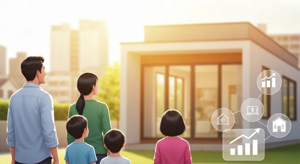 Família celebrando a aquisição da casa própria com financiamento imobiliário