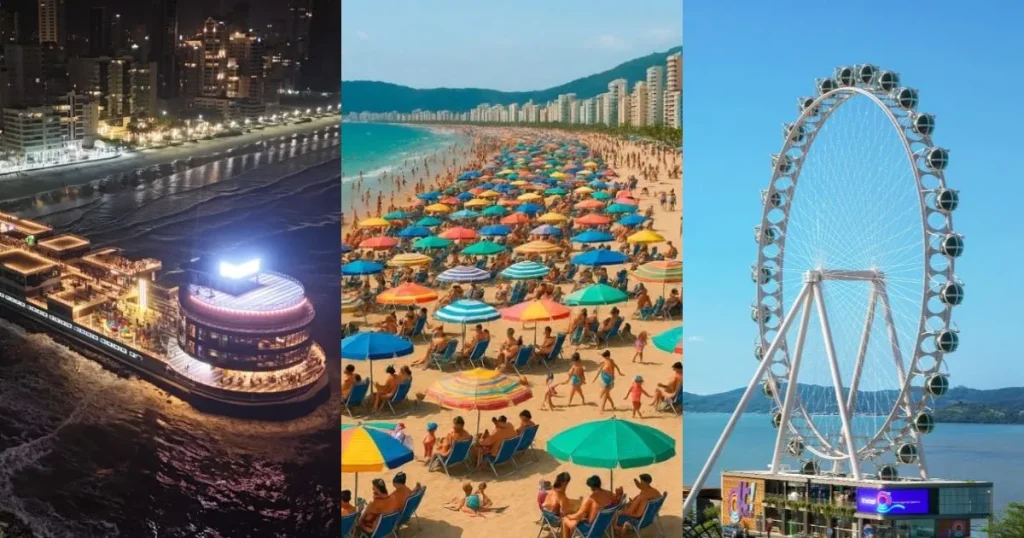 Orla de Itapema com o Píer Oporto e a roda-gigante It!Wheel em construção