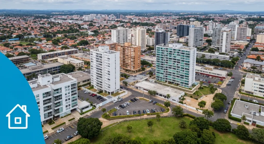 Vista aérea de Brasília com imóveis modernos e áreas verdes