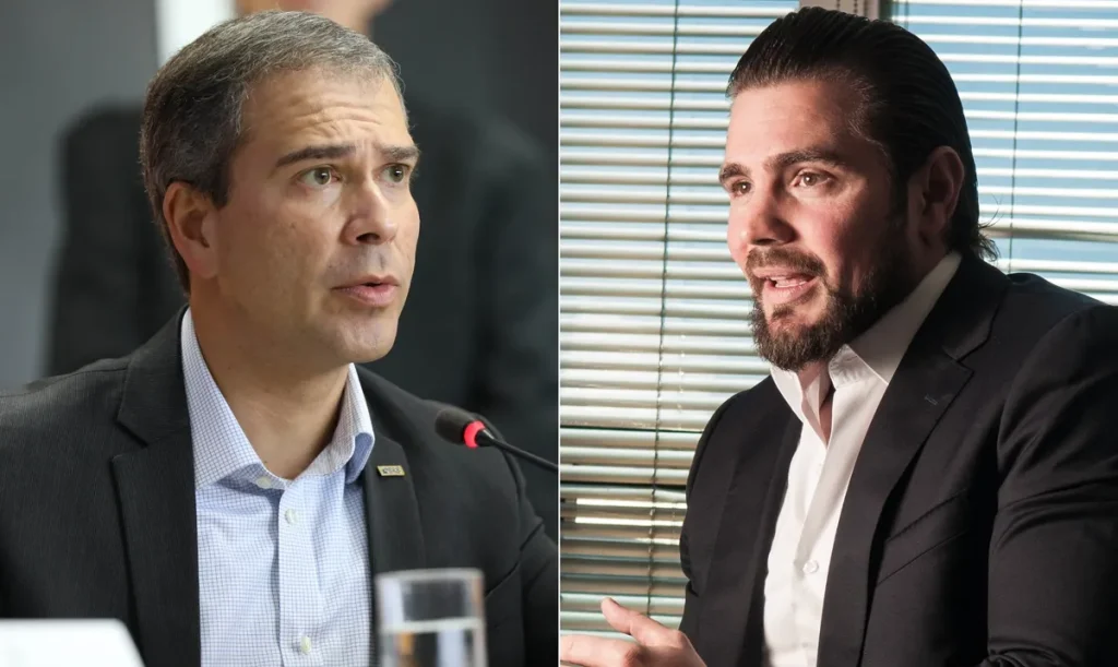 Ex-presidente do BRB Paulo Henrique Costa e o banqueiro Daniel Vorcaro em conversa tensa