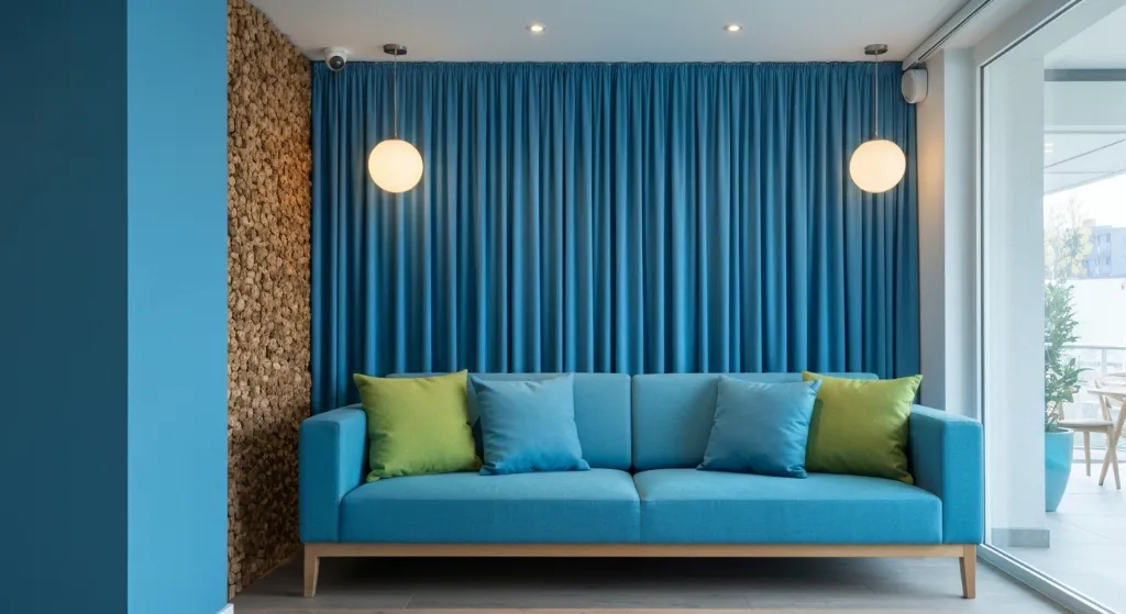 Sala de estar moderna com foco em psicologia das cores e bem-estar