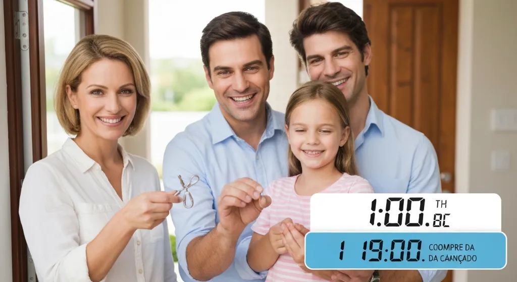 família feliz recebendo chaves de imóvel novo