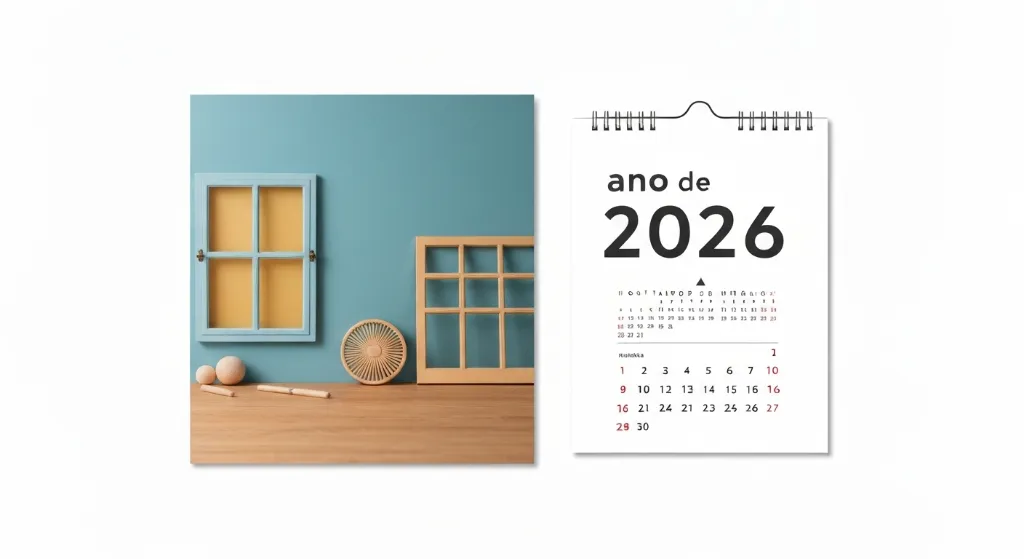 Gráfico de reajuste de aluguel com seta ascendente e ícone de calendário 2026