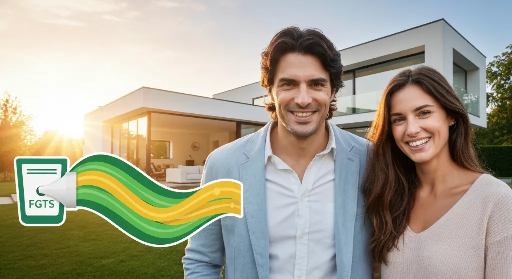 Casal usando FGTS para amortizar financiamento imobiliário