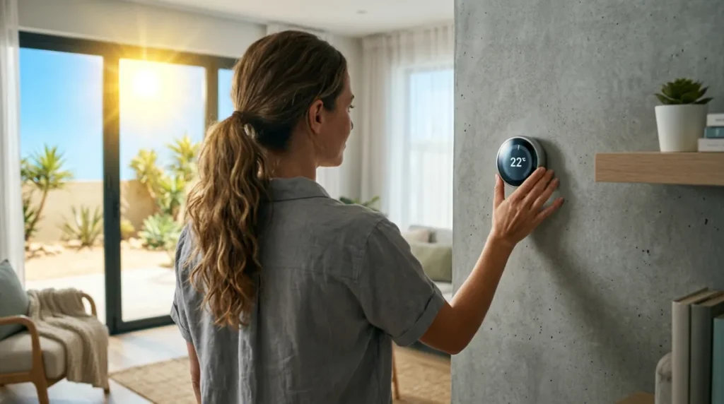 Sistema geotérmico de baixa entalpia integrado à fundação de uma casa moderna, demonstrando a climatização sustentável usando o calor do solo.