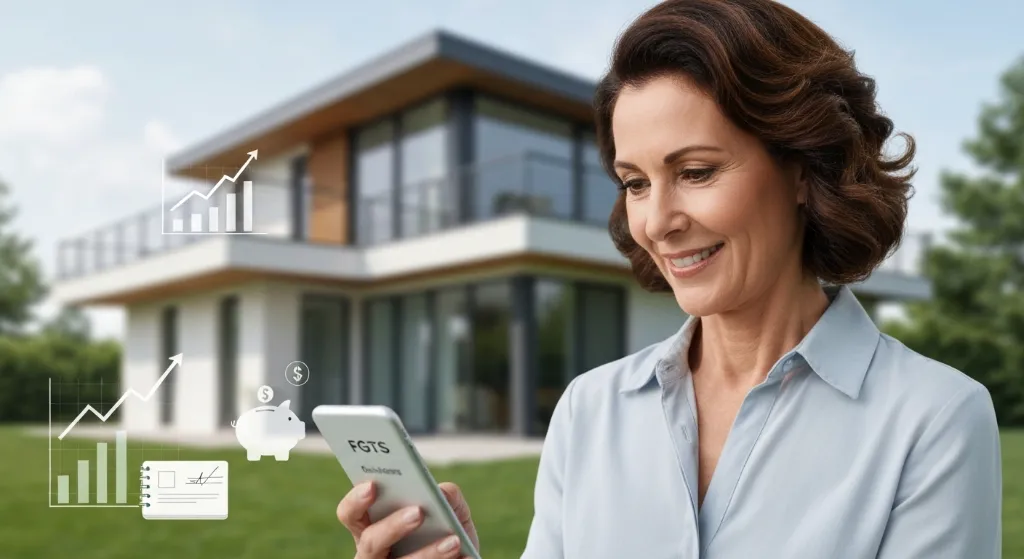 Pessoa verificando saldo do FGTS no celular para comprar imóvel