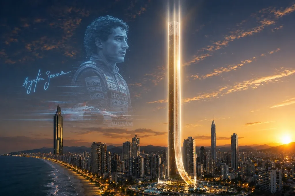 Arranha-céu residencial Senna Tower em construção em Balneário Camboriú, futuro edifício mais alto do mundo.